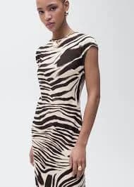 Zebra-print midi-dress