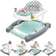 Amazon.com : Foldable Baby 5-in-1 Activity Walker - Rocker, Activity Center, Bouncer, Seat Walker, Push Walker - Adjustable Speed Rear Wheels and Height Toys Ages 6-18 Months… (Mint Green) : Baby
