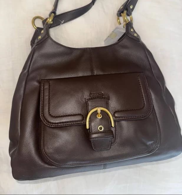 Coach Bags | Coach Dark Brown Leather Shoulder Bag With Gold-Tone Hardware | Color: Brown | Size: Os | M_Pizzurro's Closet