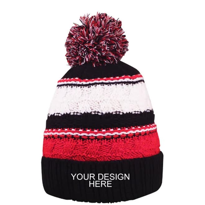 Custom Embroidered Apollo Embroidery Striped Beanie