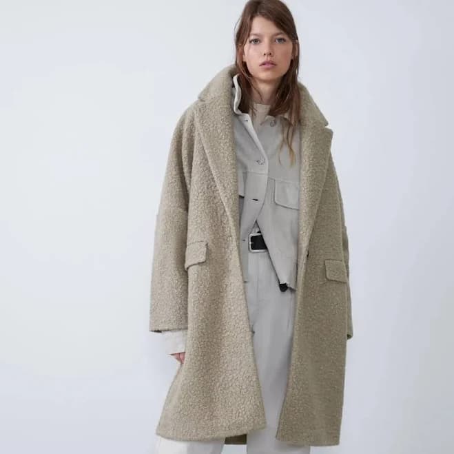 Zara Jackets & Coats | Zara Oversized Boucle Coat Size S | Color: Cream/Gray | Size: S | Ellenr999's Closet