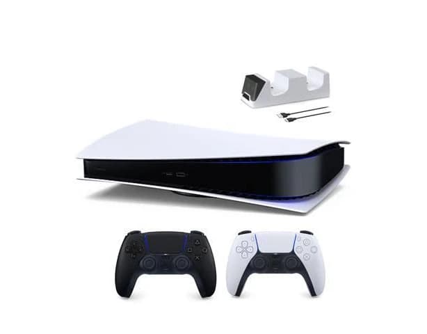 PlayStation 5 Digital Edition with Two Controllers White and DualSense and Mytrix Controller