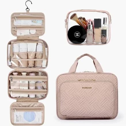 BAGSMART Hanging Toiletry Bag with Cosmetic Bag and Travel Makeup Bag