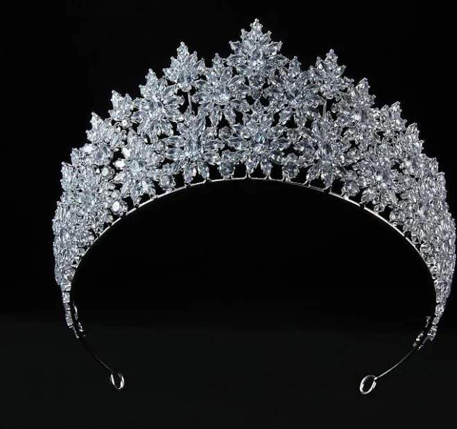 Silver Crystal Crown for Women Luxury Zircon Queen Tiara for Wedding