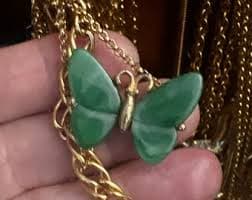 Butterfly Necklace Vintage Small Butterfly Green Marbled Pendant 1970s Resin - Etsy