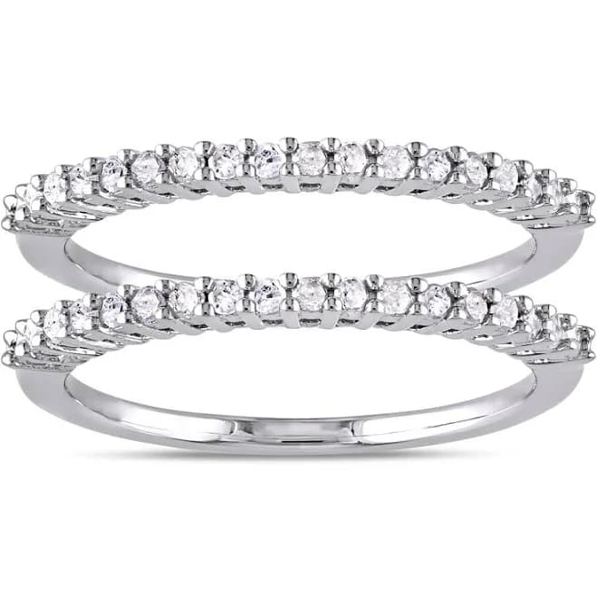 Miadora Sterling Silver Diamond Stackable Semi-Eternity Ring Set