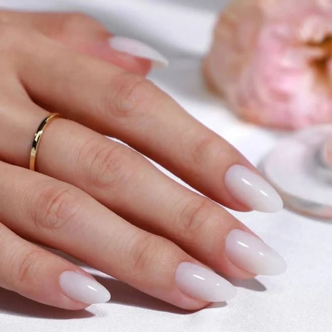 Shangmeng Milky White Solid Color Clear Soft Gel Press-On Nails