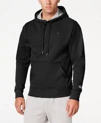 NWT Champion Hoodie Powerblend Mens Fleece Sweatshirt Size L, Black C Logo