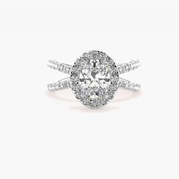 1.00 Ct Oval Diamond Halo Engagement Ring in Platinum