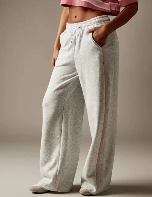 Missguided Women's High-Rise Wide Leg Jogger Sweatpants with Side Stripe Detail