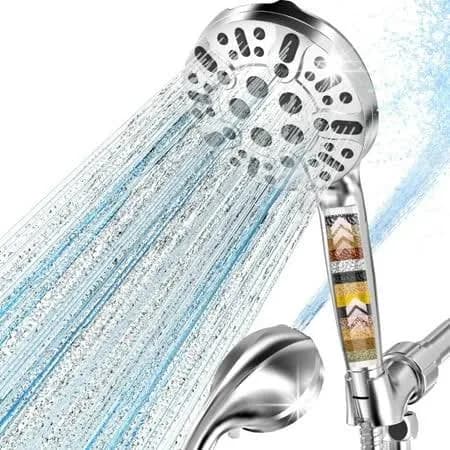 Filtered Shower Head with Handheld, High Pressure 10 Settings Shower Filter Head for Hard Water, Built-in Power Spray,Hard Water Filter Showerhead-