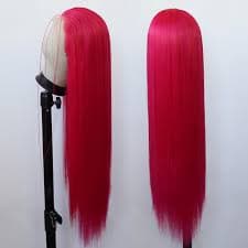 Amazon.com : BTWTRY Hot Pink Wig Long Straight Rose Red Pink Synthetic Lace Front Wigs Pre Plucked Natural Hairline for Black Women Heat Resistant Fiber Hair Cosplay Daily Wear Wig (Hot Pink) :