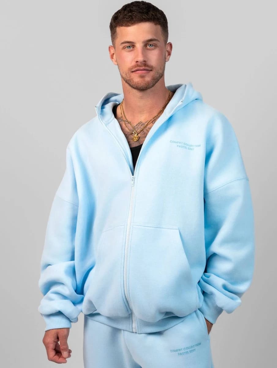 Comfrt Oversized Pastel Zip Hoodie