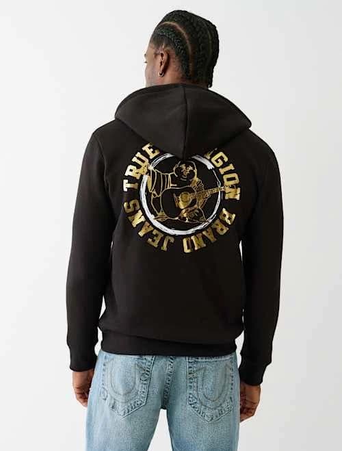 True Religion Men's Metallic Logo Zip Hoodie