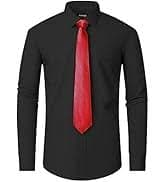 Amazon.com: FAHIZO Men's Dress Shirt Regular Fit Soild Casual Business Formal Long Sleeve Button Down Shirts with Pocket, Black-S : Clothing, Shoes & Jewelry