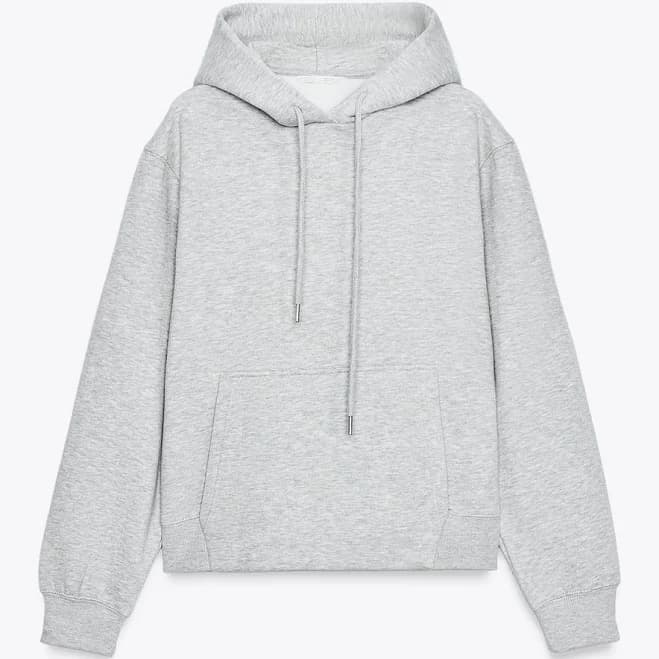 Woman Zara Basic Hoodie Sweatshirt