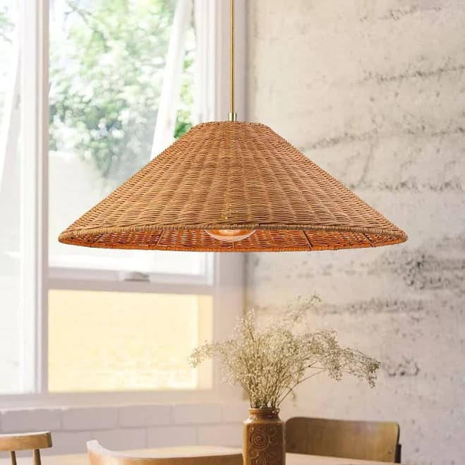 EDISLIVE 1 -Light Natural Rattan Farmhouse Cone yl81083558