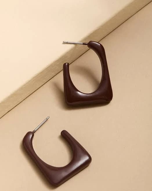 Tina Square Oval Chunky Hoop Earrings