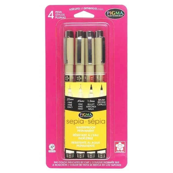 Sakura Pigma Color Technologies Permanent Pens Sepia 4-Pack