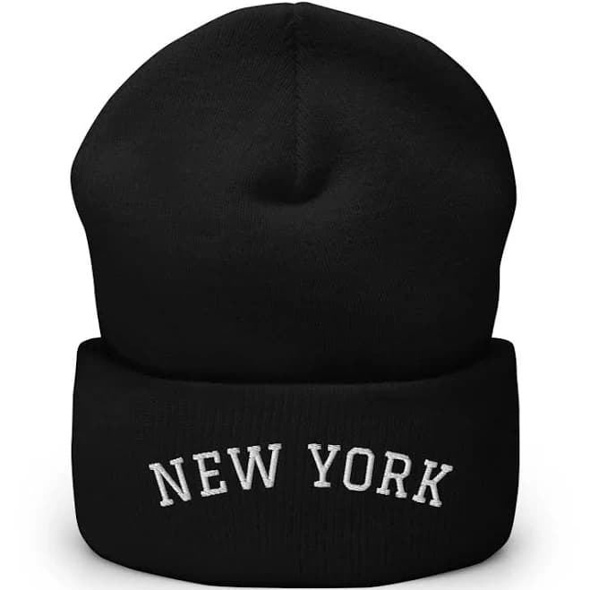 NYC Embroidered Cuffed Beanie Hat