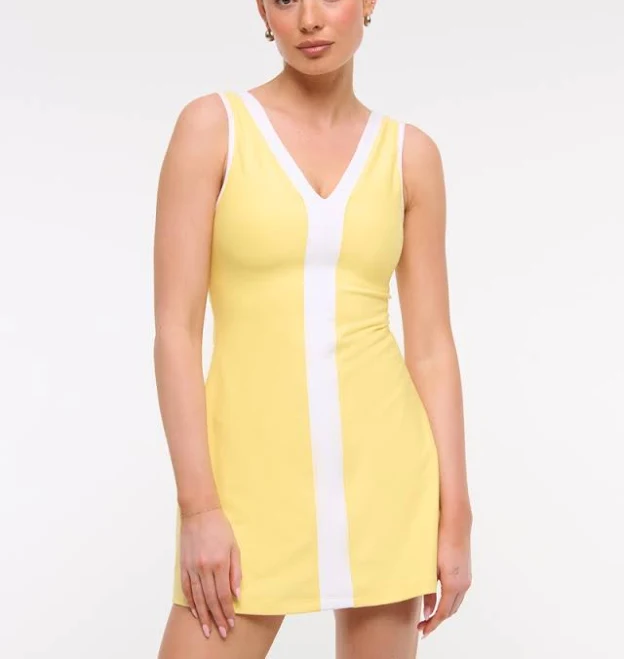 Abercrombie & Fitch Women's sculptLUX V-Neck Mini Dress