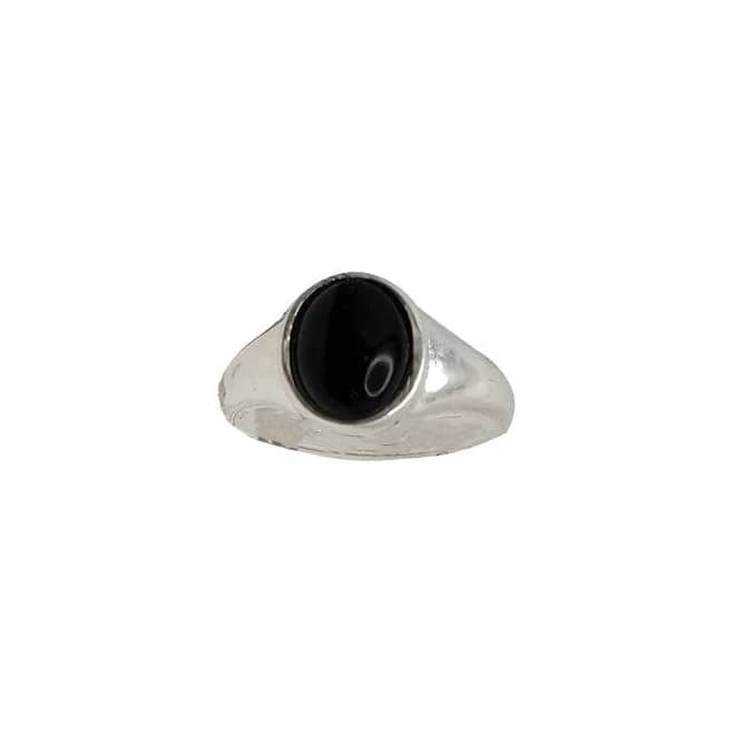 Black Onyx Oval Silver Ring