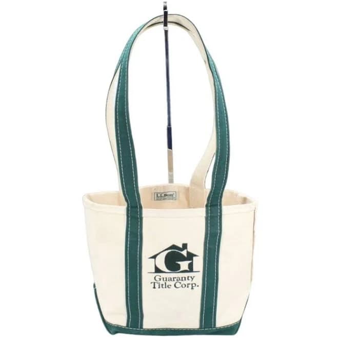 L.L. Bean Bags | Ll Bean Boat & Tote Cream Canvas Green Trim Embroidered Long Handle Tote Handbag | Color: Cream/Green | Size: Os | Sjcgreen's Closet