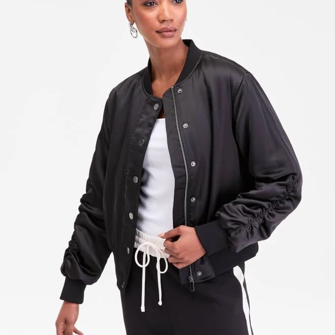 INC International Concepts Women's Satin Bomber Jacket
