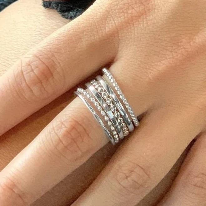 Sterling Silver Boho Minimalist Stackable Ring Set of 6