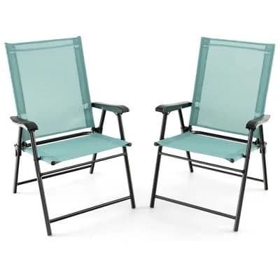 Costway Patio Dining Chair with Armrests & Metal Frame
