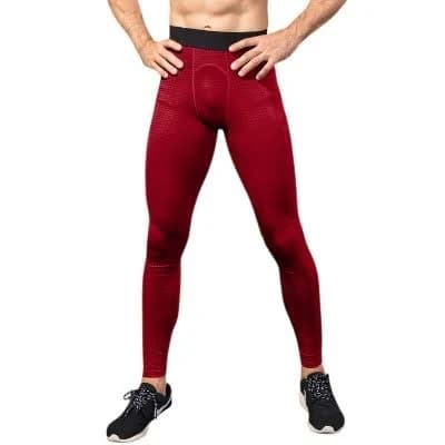 Anna-Kaci Active Men's Full-Length Honeycomb Compression Leggings