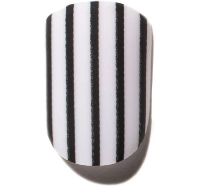 Black and White Stripe Press-On Nails