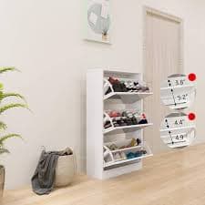 Shoe Cabinet with Mirror, Narrow Shoe Storage Cabinet for Entryway, Wood Slim Shoe Rack 3 Tier Shoe Organizer - Bed Bath & Beyond - 39781754