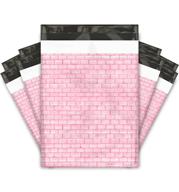10x13 Pink Bricks Poly Mailers – Shipping Bags for Small Business, (100) Pack