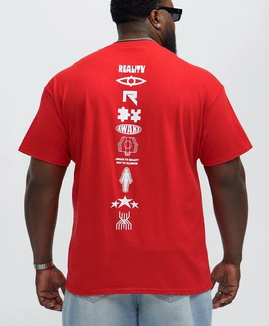 Fashion Nova Men's Reality Symbols Short Sleeve Tee Shirt