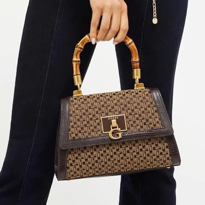 GUESS Women's Stephi Bamboo Flap Handbag