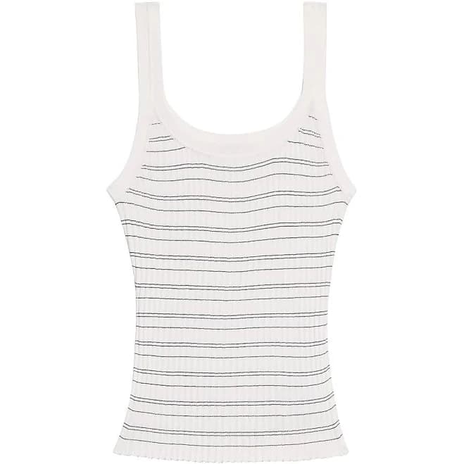 Theory Women's Striped Cotton-Blend Tank - Black White - Size XS