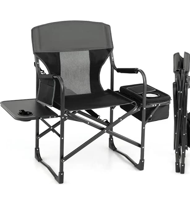Costway Folding Camping Directors Chair with Cooler Bag and Side Table
