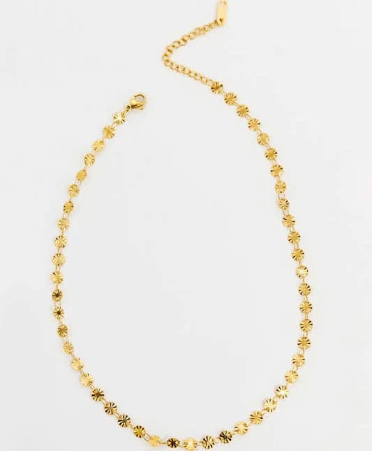 Ruffled Gold Circle Charm Necklace