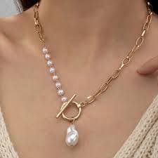 Jewelry | 14k Gold Paper Clip Chain Pearl Necklace Womens 14 K Silver Jewelry Paperclip | Poshmark