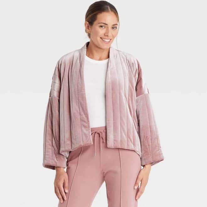 A New Day Quilted Velvet Duster Jacket