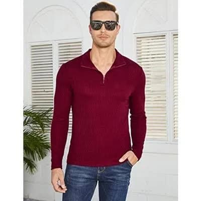 Men's Slim Fit Long Sleeve Polo Shirt