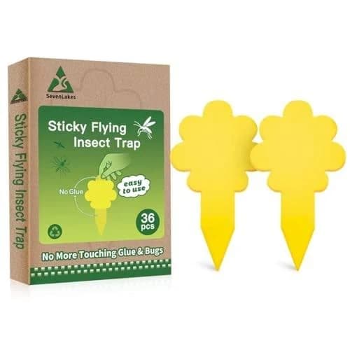 Flower-shaped Yellow Sticky Traps, 36 Pack, Gnat & Fruit Fly Killer,
