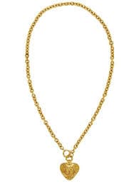 FWRD Renew Chanel CC Heart Necklace in Gold | FWRD