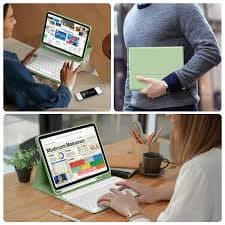kenke for iPad 11/10th Gen Case with Keyboard 11/10.9 inch 2025 A16/2022, Detachable Wireless Bluetooth Keyboard Case with Left Side Pencil Holder, White Square Keycaps, Light Green - Walmart.com