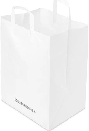 White Plastic Takeout Bags with Folded Loop Handle - 12 x 10 x 16 in #8 (250 / case)