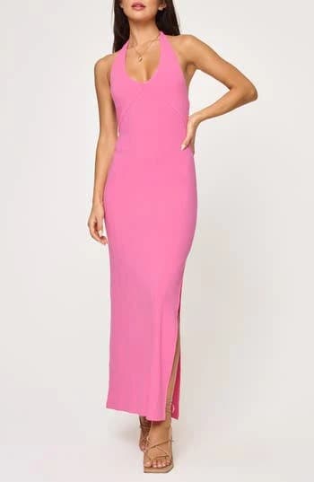 L*Space Women's Skye Halter Rib Maxi Dress