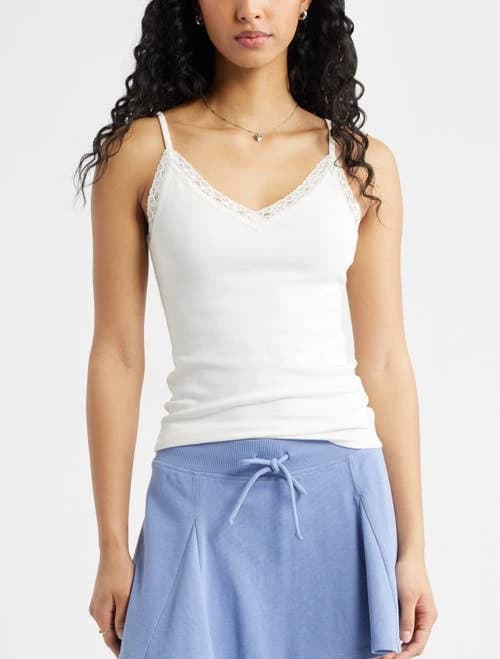 BP. Lace Trim V-Neck Camisole in Ivory at Nordstrom, Size Small