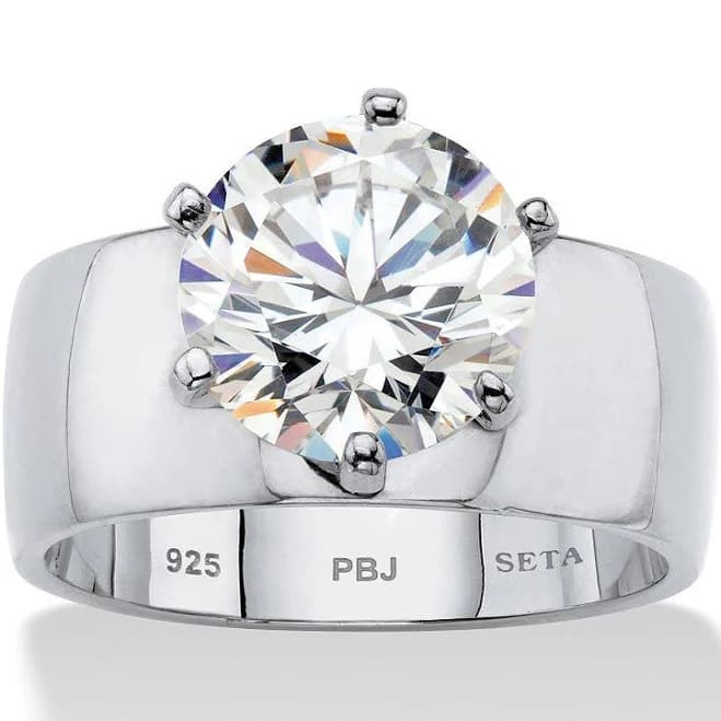 PalmBeach Jewelry .925 Sterling Silver Round CZ Solitaire Engagement Ring