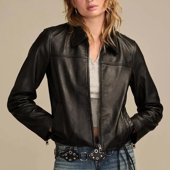 Lucky Brand Women's Zip Up Leather Jacket
